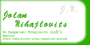 jolan mihajlovits business card